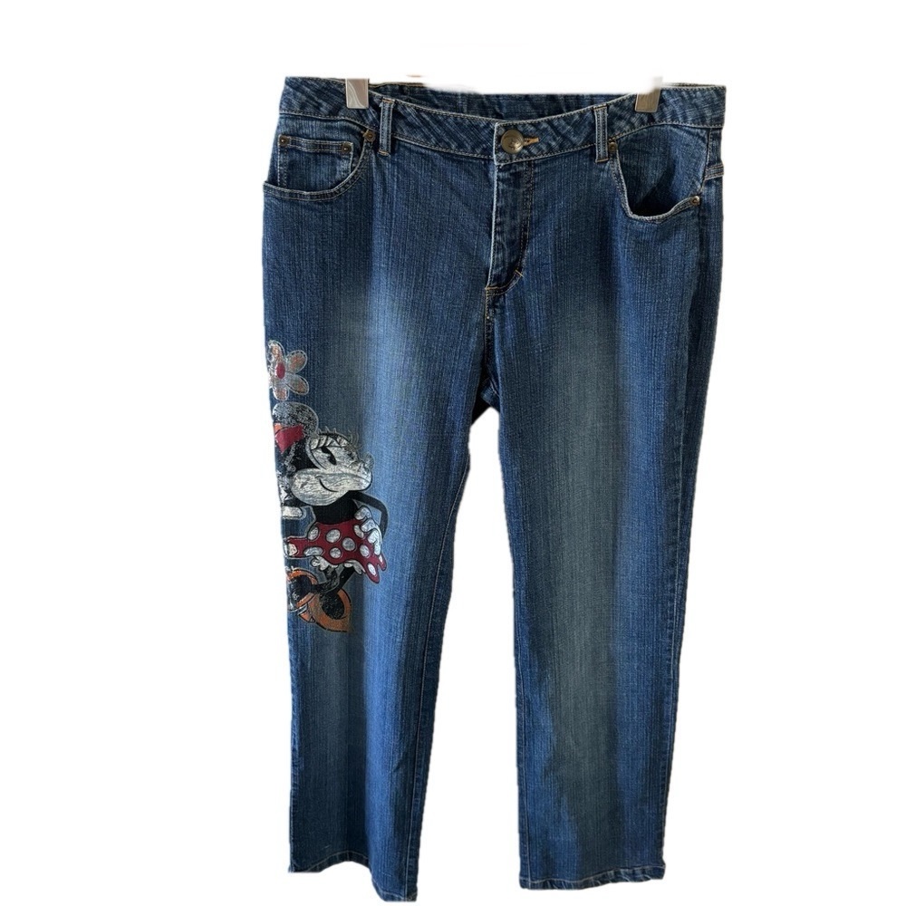 Disney Women's Blue Boot Cut Jeans with Character Design